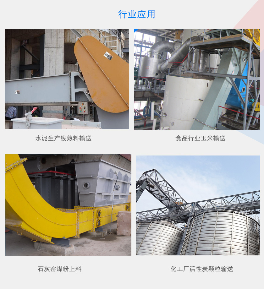 可以水平、倾斜或垂直布置，主要用于水泥、食品、化工、煤炭等行业